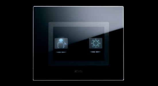 Life Touch komande kućne automatike osetljive na dodir sa staklenom maskom sa simbolima sjajnocrne boje